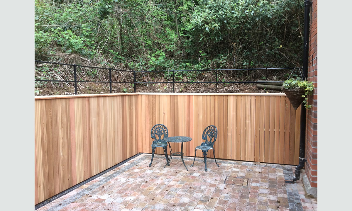 Paved Patio, with cedar cladding